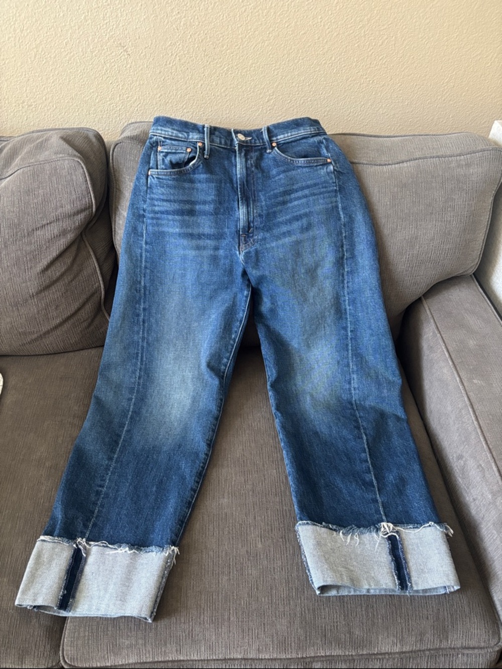 Mother Half Pipe Ankle Cuff Fray Denim